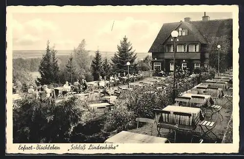 AK Erfurt-Bischleben, Terrasse des Restaurants Schloss Lindenhöhe, Bes. Richard Wittig