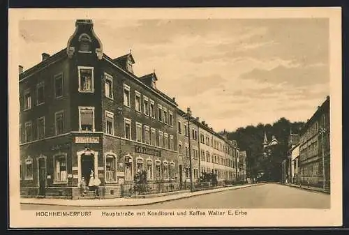 AK Hochheim-Erfurt, Hauptstrasse mit Café Walter E. Erbe