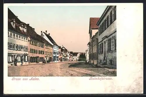 AK Aalen, Bahnhofstrasse mit Passanten