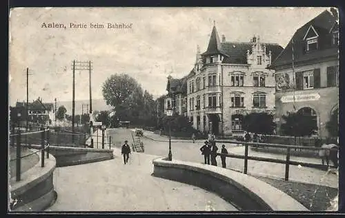 AK Aalen, Strasse am Bahnhof mit Restaurant