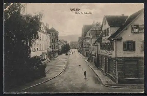 AK Aalen /Württ., Bahnhofstrasse mit Abzweig aus der Vogelschau