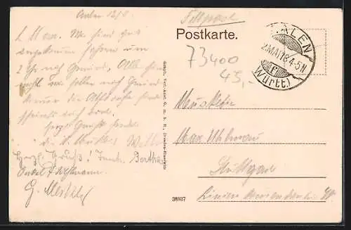 AK Aalen, Rombacher Strasse mit Springbrunnen