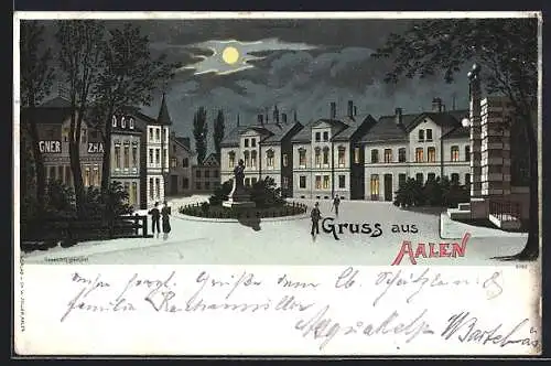 Lithographie Aalen, Strassenpartie