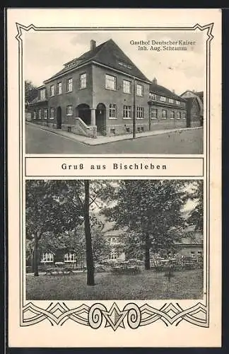 AK Bischleben, Gasthaus zum Deutschen Kaiser, Gartenlokal