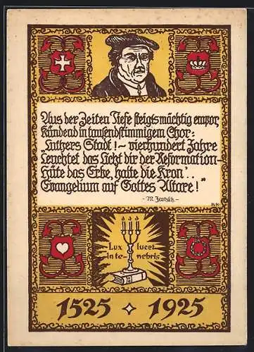 Künstler-AK Erfurt, Festkarte 1925 zum 400jährigen Reformationsjubiläum