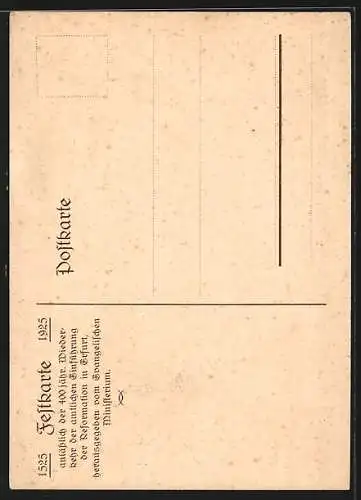 Künstler-AK Erfurt, Festkarte 1925 zum 400jährigen Reformationsjubiläum