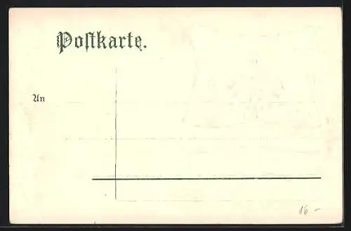 Passepartout-Lithographie Hamburg-St.Pauli, Reeperbahn mit Konzerthaus Ludwig, Wappen gerahmt von Blumen