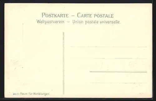 Passepartout-Lithographie Hamburg-Neustadt, Passanten am Jungfernstieg, Wappen und Fahnen