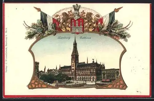 AK Hamburg, 16. Deutsches Bundesschiessen 1909, Rathaus