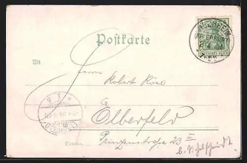 Lithographie Hochheim b. Erfurt, Gasthaus zum Grünen Thal, Ev. Kirche