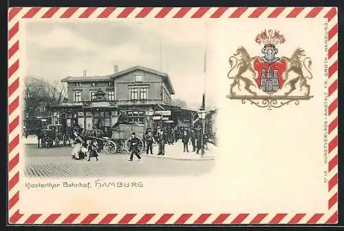 AK Hamburg-Klostertor, Partie am Bahnhof, Wappen