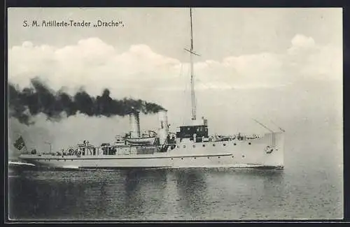 AK S. M. Artillerie-Tender Drache auf hoher See