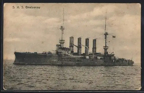 AK S. M. S. Gneisenau, Kriegsschiff des Ostasiengeschwaders auf hoher See