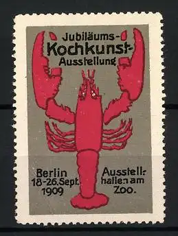 Reklamemarke Berlin, Jubiläums-Kochkunst-Ausstellung 1909, Hummer