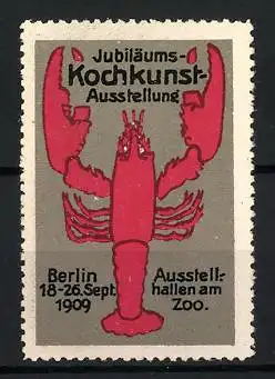 Reklamemarke Berlin, Jubiläums-Kochkunst-Ausstellung 1909, Hummer