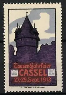 Reklamemarke Cassel, Tausendjahrfeier 1813-1913, Turm