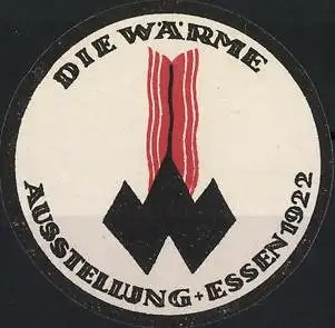 Reklamemarke Essen, Ausstellung Die Wärme 1922, Messelogo mit Flamme