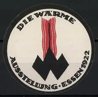 Reklamemarke Essen, Ausstellung Die Wärme 1922, Messelogo mit Flamme