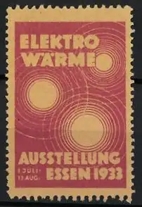 Reklamemarke Essen, Ausstellung Elektro-Wärme 1933, Messelogo