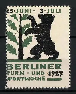 Reklamemarke Berlin, Turn- und Sportwoche 1927, Berliner Bär am Eichenblattstrauch