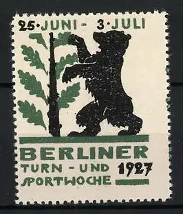 Reklamemarke Berlin, Turn- und Sportwoche 1927, Berliner Bär am Eichenblattstrauch