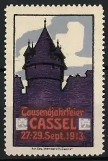 Reklamemarke Cassel, Tausendjahrfeier 1913, Turm