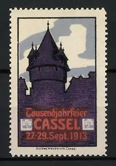 Reklamemarke Cassel, Tausendjahrfeier 1913, Turm