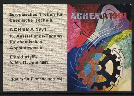 Reklamemarke Frankfurt a. M., Achema-Ausstellung 1961, Messelogo