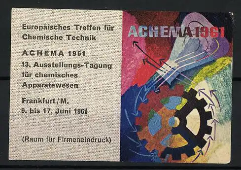 Reklamemarke Frankfurt a. M., Achema-Ausstellung 1961, Messelogo