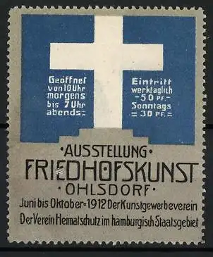 Reklamemarke Ohlsdorf, Ausstellung für Friedhofskunst 1912, Grabstein