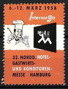 Reklamemarke Hamburg, 32. Norddeutsche Hotel-, Gastwirts- und Konditoren-Messe 1958