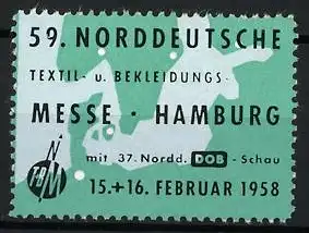 Reklamemarke Hamburg, 59. Norddeutsche Textil- und Bekleidung-Messe 1958, Messelogo