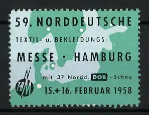 Reklamemarke Hamburg, 59. Norddeutsche Textil- und Bekleidung-Messe 1958, Messelogo