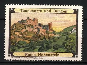 Reklamemarke Neustadt a. H., Ruine Hohenstein, Taunusorte und -Burgen