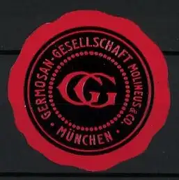 Präge-Reklamemarke München, Germosan-Gesellschaft Molineus & Co., Firmenlogo