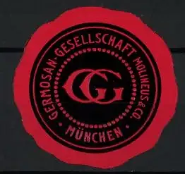 Präge-Reklamemarke München, Germosan-Gesellschaft Molineus & Co., Firmenlogo