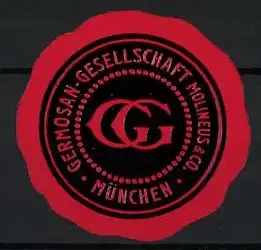 Präge-Reklamemarke München, Germosan-Gesellschaft Molineus & Co., Firmenlogo