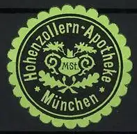 Präge-Reklamemarke München, Hohenzollern-Apotheke, Firmenlogo