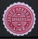 Präge-Reklamemarke Linz, Drogerie Josef Sterrer