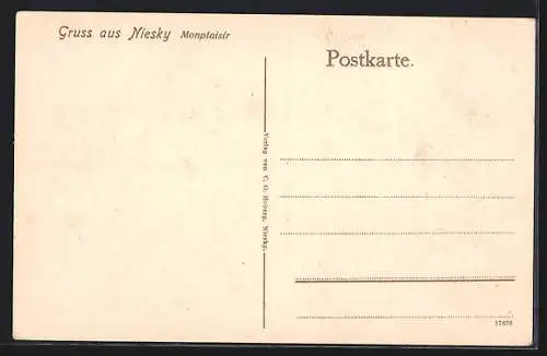 AK Niesky, Monplaisir, Partie mit Kapelle und Säule