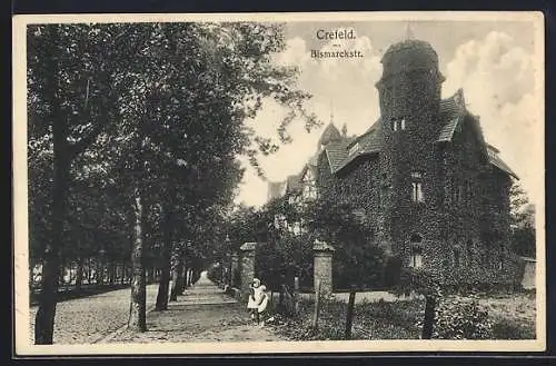 AK Crefeld, Blick in die Bismarckstrasse