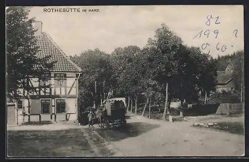 AK Rothesütte im Harz, Postkutsche auf der Hauptstrasse
