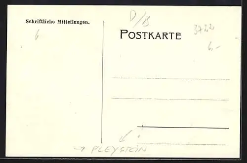AK Pleystein, Strassenpartie mit Denkmal, Geschäftshaus und Kirche