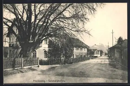 AK Freilassing-Salzburghofen, Strassenpartie mit Bergblick