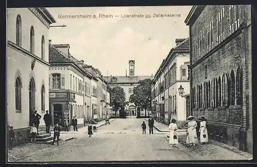 AK Germersheim, Lilienstrasse gg. Zollerkaserne