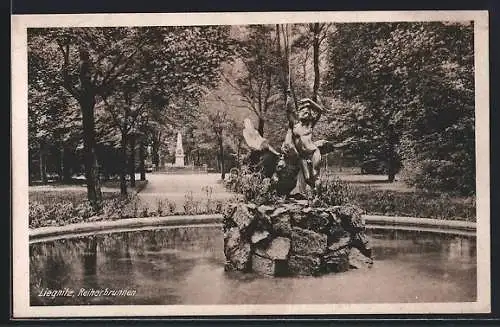 AK Liegnitz, am Reiherbrunnen