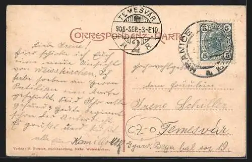 AK Mähr.-Weisskirchen, Stadtplatz mit Kirche