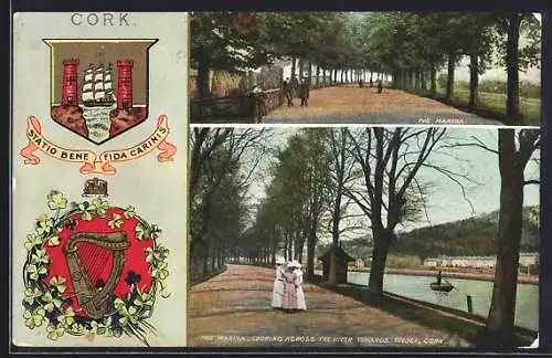 AK Cork, Marina, looking across the river towards Tivoli, Coat of Arms