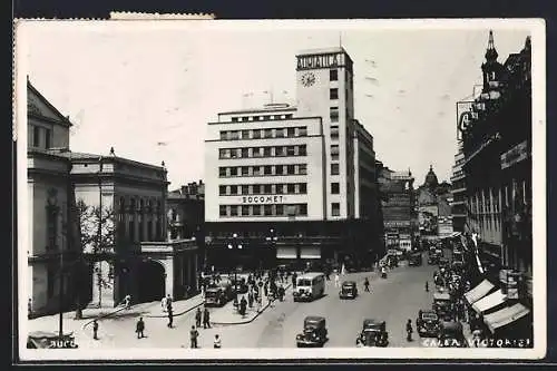 AK Bukarest / Bucuresti, Verkehr in der Calea Victoriei