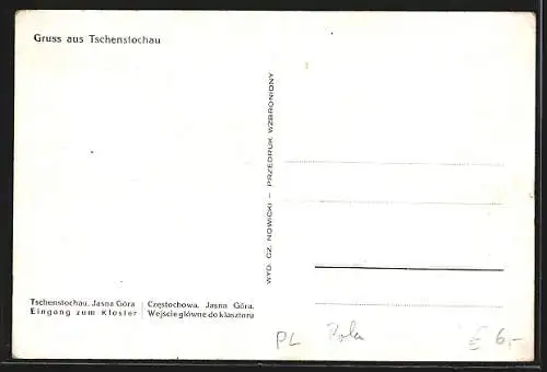 Künstler-AK Tschenstochau, Eingang zum Kloster